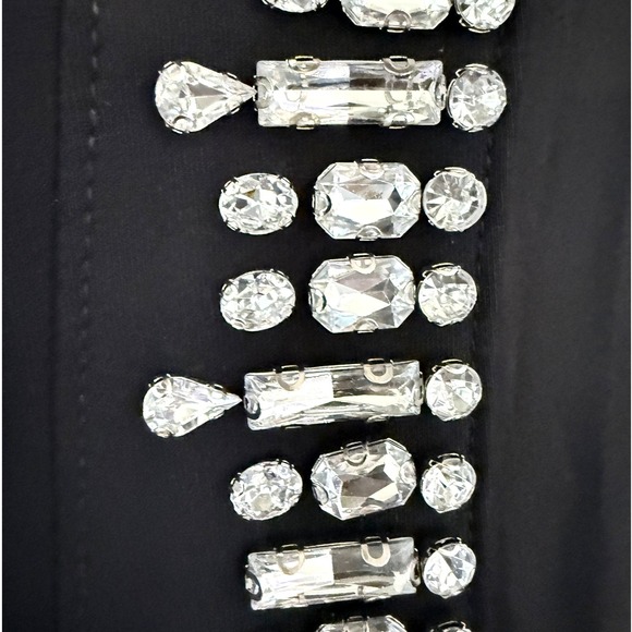 Cinq a Sept Sammy Black Dress Beaded Crystal Strapless High Slit Midi Size 12 - Picture 14 of 16